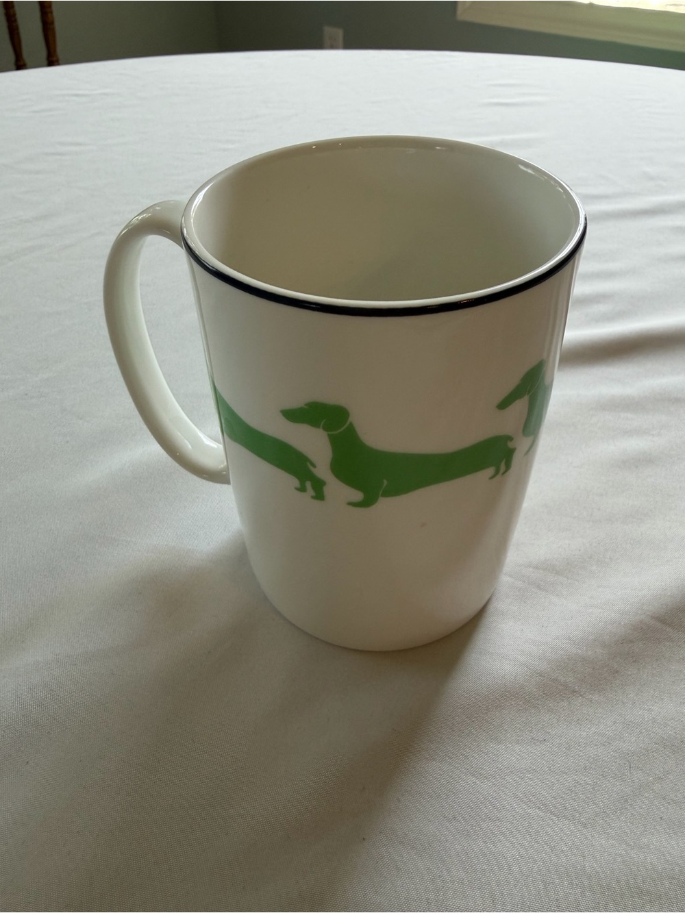 kate spade White Ceramic Mug with Green Dachshund Silhouettes